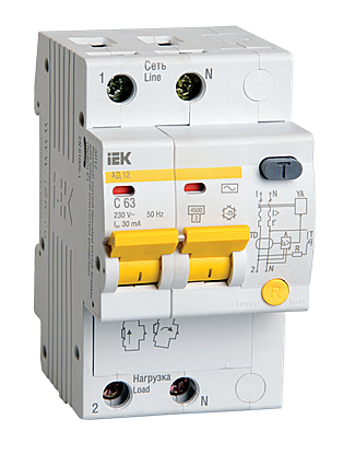 Автомат диффер IEK 2Р 16А АД-12