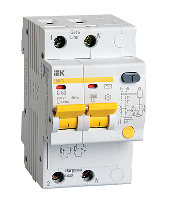 Автомат диффер IEK 2Р 25А АД-12