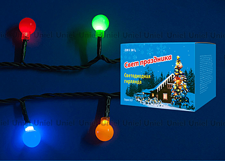 Гирлянда Uniel 5,4м жемчужные шарики разноцветная