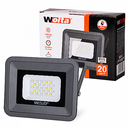 Прожектор LED Wolta 20Вт-5500К серый