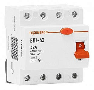 УЗО Texenergo 4Р 32А 30мА ВД1-63 400В