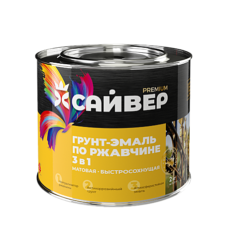 Эмаль по ржавчине 0,8кг 3в1 кр-кор Сайвер