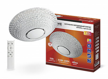 Люстра LED InHome 55Вт 3000-6500К 400х100мм пульт ДУ ComfortCrystal 