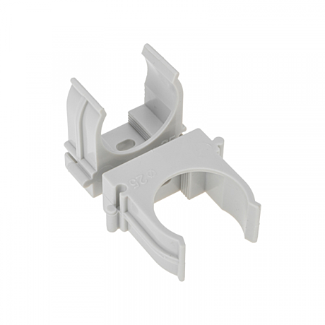 Клипса д/труб d25мм серая