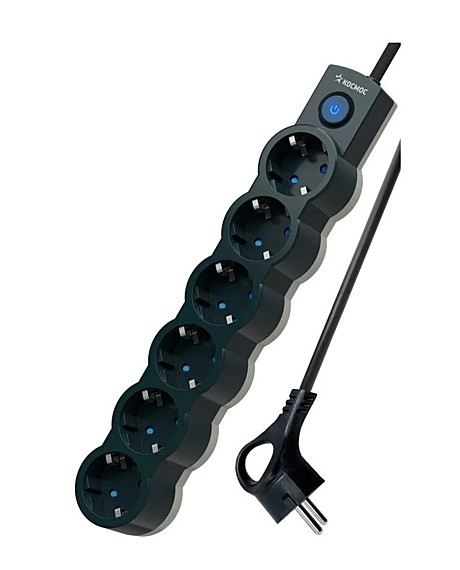 Удлинитель Космос 6-м 3метра ПВС3х0,75 з/к с выкл черный