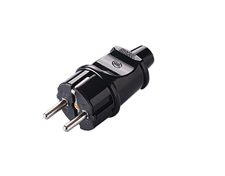 Вилка Makel 16А черная з/к 