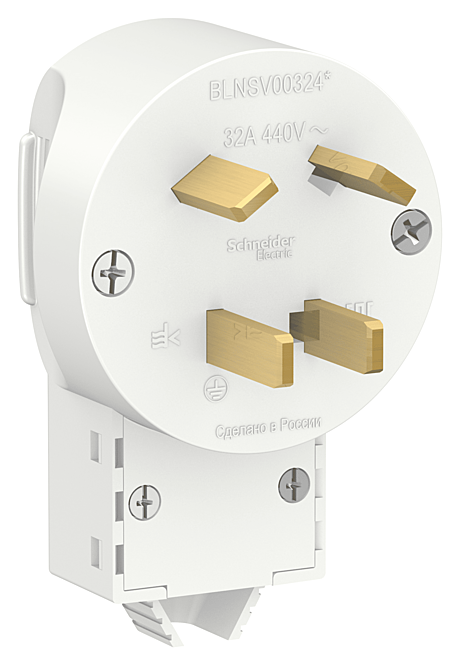 Вилка SystemeElectric 3P+N 32А 400В IP20 белая