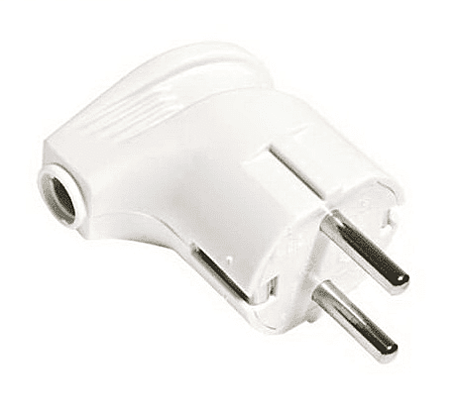 Вилка Universal 16А белая з/к угл