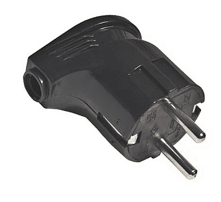 Вилка Universal 16А черная з/к угл