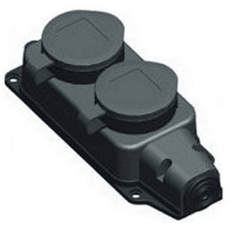 Колодка Lezard 2-м IP44 каучук с заглушкой