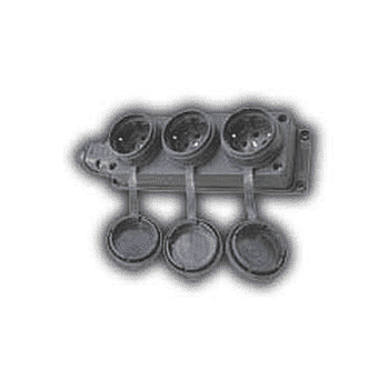 Колодка Lezard 3-м IP44 каучук с заглушкой