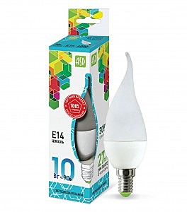Лампа LED ASD 10Вт-Е14-4000К свеча на ветру