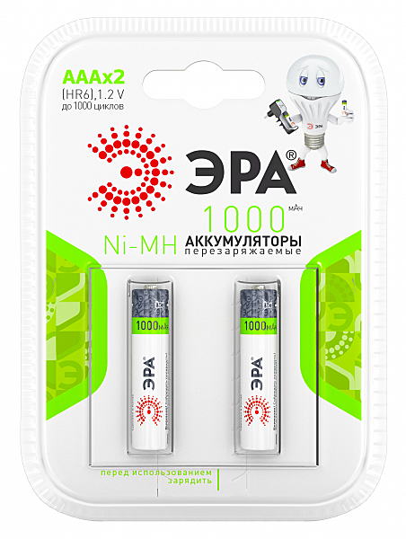 Батарейка аккум Эра R03 1000mAh ААА