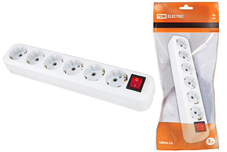 Колодка TDM 6-м с з/к с выключателем