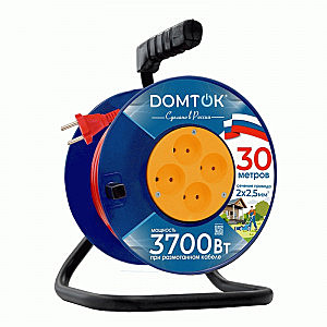 Удлинитель ПВС2х2,5 4-м 30метров на катушке Domtok