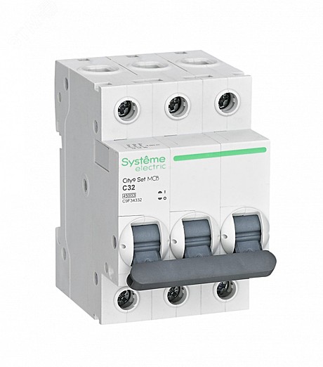 Выключатель автомат SystemeElectric 3P 32А City9 х-ка С