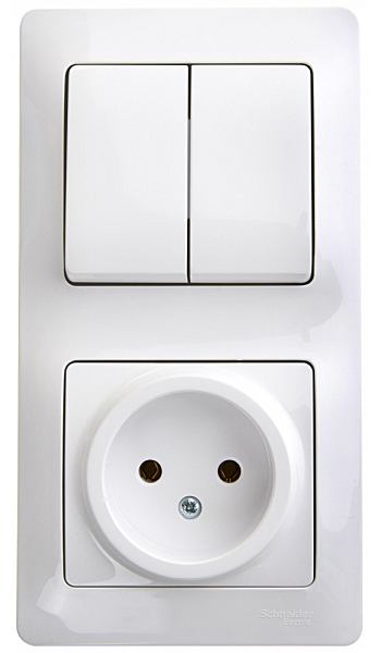 Блок SystemeElectricGlossa 2кл СУ IP20 белый верт