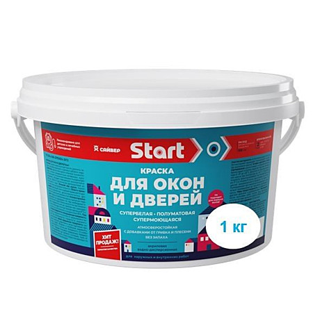 Краска д/окон и дверей 1кг белая START