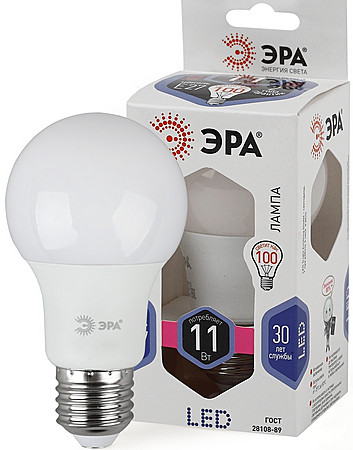 Лампа LED ERA A60-11Вт-Е27-6000К