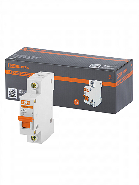 Выключатель автомат TDM 1Р 16А ВА47-63 х-ка С