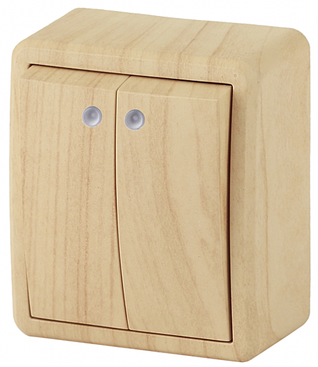 Выключатель ERA 2-кл ОУ сосна с подсв
