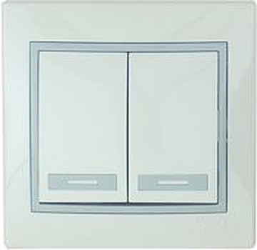 Выключатель Lezard Mira 2-кл СУ белый-серый