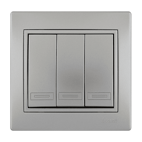 Выключатель Lezard Mira 3-кл СУ металлик