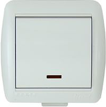 Выключатель Lezard Nata 1-кл ОУ белый с подсв