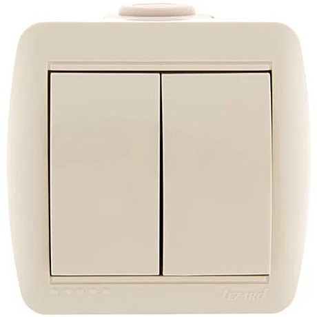 Выключатель Lezard Nata 2-кл ОУ крем