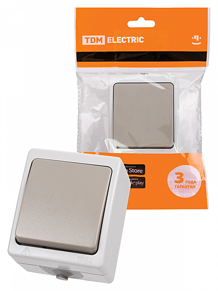 Выключатель TDM 1-кл ОУ IP54 прох