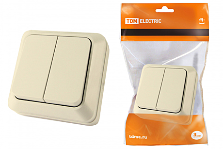 Выключатель TDM 2-кл ОУ сл кость под заказ