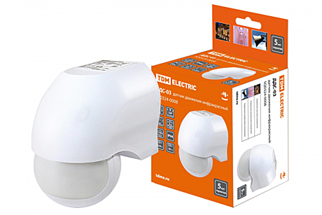 Датчик движения TDM ДДС-03 1100Вт 180гр 10м