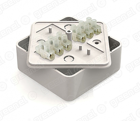 Короб распред 75х75х28 6клемм IP40 белый Greenel