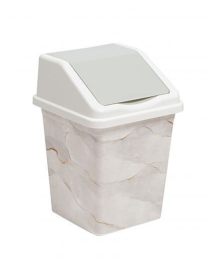 Ведро 10л подвиж.крышка бел.мрамор 