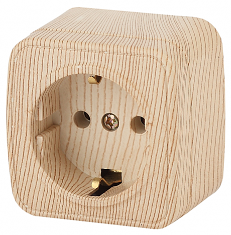 Розетка ERA Polo 1-м ОУ сосна з/к