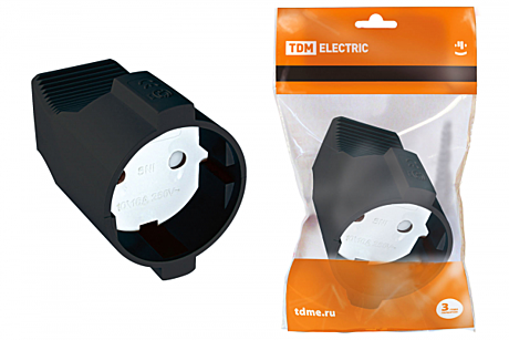 Розетка кабельная TDM 10А 220В черная 