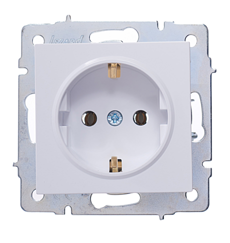 Розетка Lezard Vesna 1-м СУ белая з/к