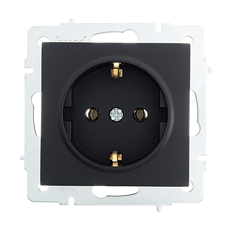 Розетка Lezard Vesna 1-м СУ черная з/к