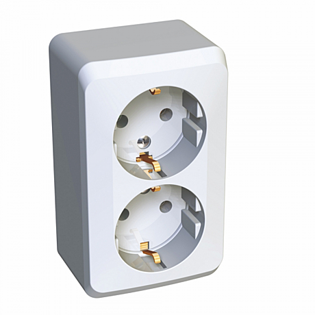 Розетка Schneider Этюд 2-м ОУ белая з/к