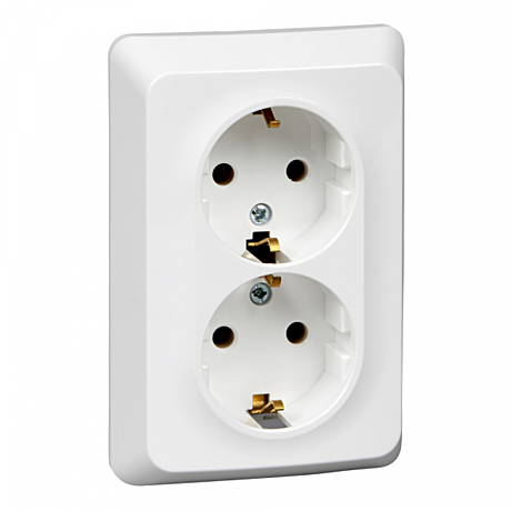 Розетка Schneider Этюд 2-м СУ белая з/к
