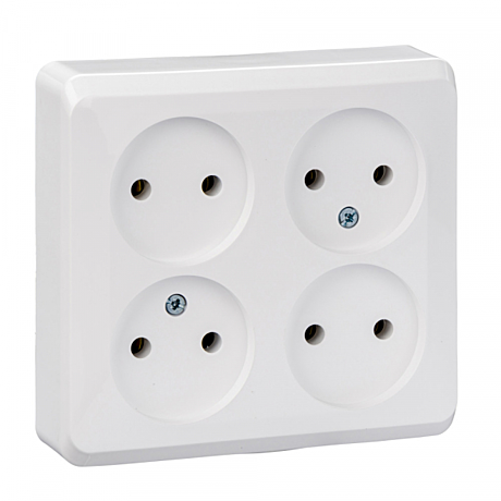 Розетка Schneider Этюд 4-м ОУ белая квадрат
