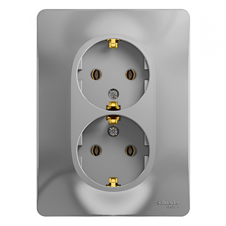 Розетка Schneider Glossa 2-м СУ алюминий з/к