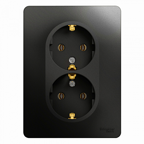 Розетка Schneider Glossa 2-м СУ антрацит з/к