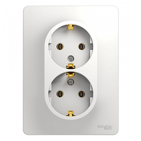 Розетка Schneider Glossa 2-м СУ белая з/к