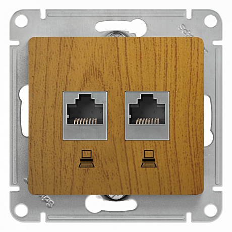 Розетка Schneider Glossa 2-м СУ дуб комп