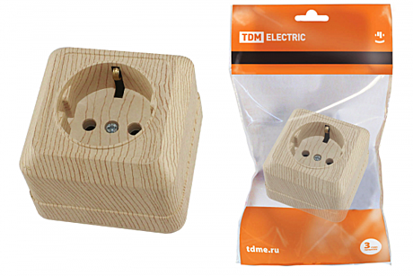 Розетка TDM 1-м ОУ сосна з/к