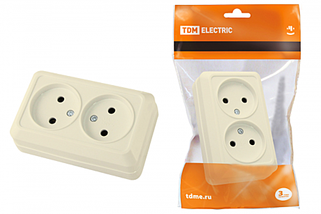 Розетка TDM Ладога 2-м ОУ сл кость