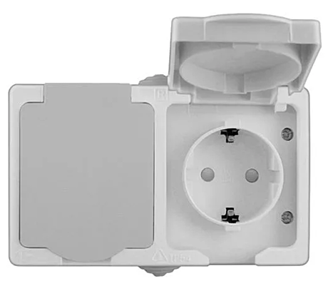 Розетка Universal Аллегро 2-м ОУ IP54 серая з/к с крышкой