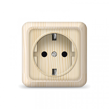 Розетка Universal Олимп 1-м ОУ сосна з/к