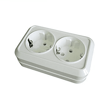 Розетка Universal Олимп 2-м ОУ белая з/к
